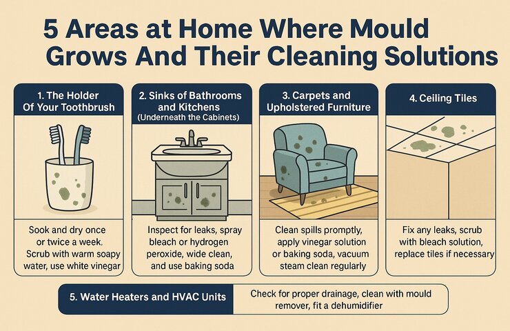 5 Areas at Home Where Mould Grows And Their Cleaning Solutions